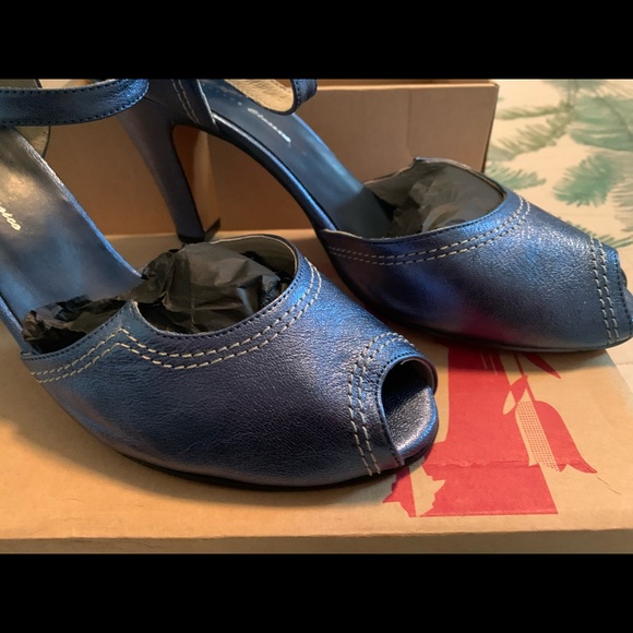 Re-mix Vintage Size 11 Blue Heels Retro Pinup - Picture 3 of 16